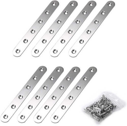 Sumnacon 8 Pcs Stainless Steel Flat Plates - 6 Inch 6 Silver, Silver