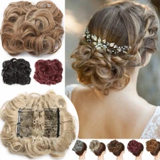 Large Scrunchie Messy Bun Comb Hairpiece THICK Updo Clip In Ponytail Extension H