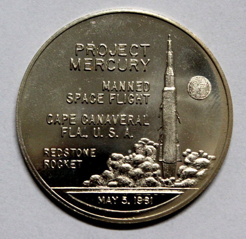 PROJECT MERCURY Allan Shepard Space COIN Medal GOLD TONE BRONZE
