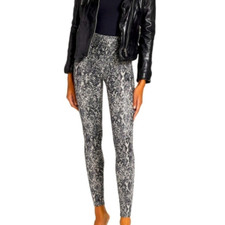 Spanx Faux Leather Snake Shine Leggings in Gray Snake Women  s Size Small