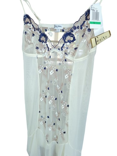 NWT Vintage Felina Sheer Sexy Lingerie Babydoll Blue Embroidered Lace Floral - Picture 5 of 12