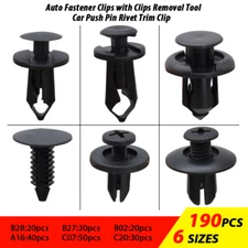 190PCS Car Retainer Auto Fasteners  Push Trim Plastic Clips Pin Rivet Bumper Kit