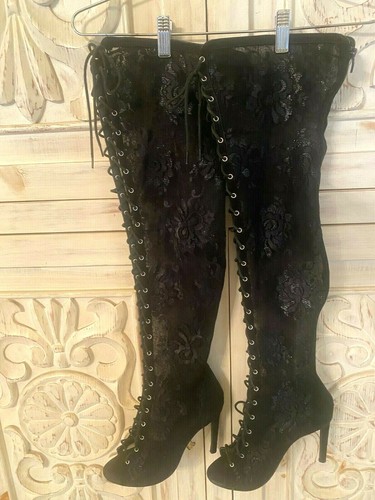 Party Boots Lace Up Open Toe High Heels 