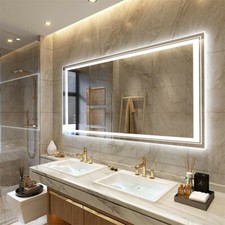 Extra Large Illuminated LED Bathroom Mirror Wall Antifog Backlit Stepless Dimmer