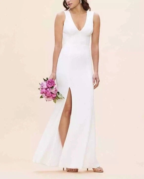 OFF WHITE ABITO LA POPOLAZIONE Sandra abito a tromba vestito in crepe bianco sporco taglia L