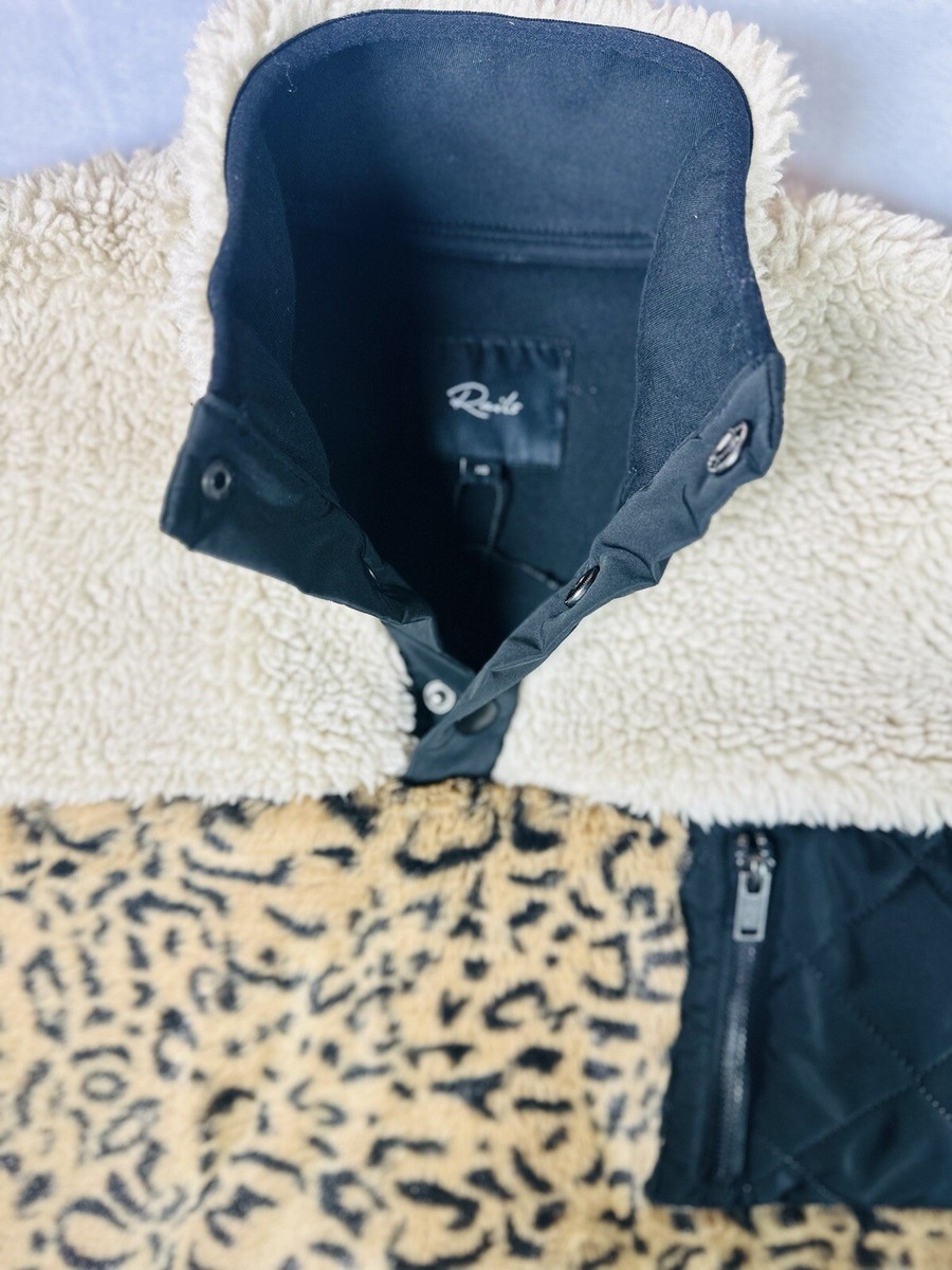 Rails Saga Fleece Pullover Cream Leopard Mix Size Extra Small