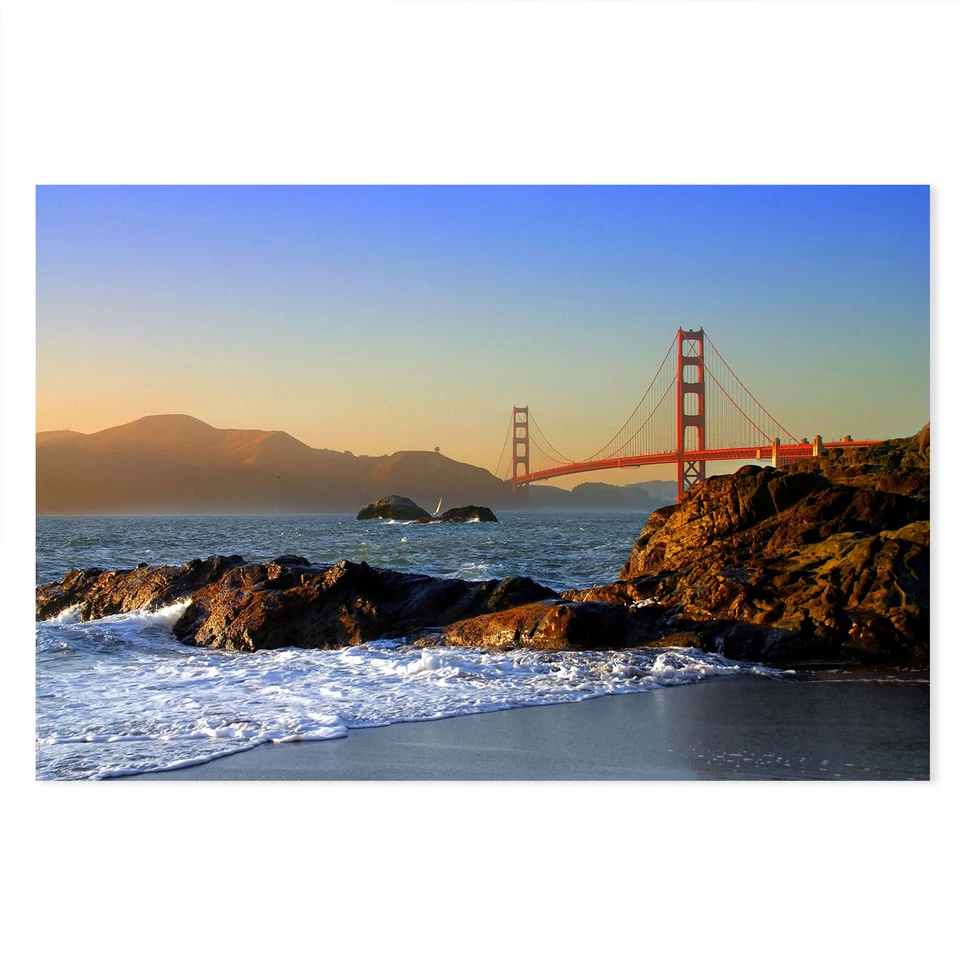 Postereck 0458 Poster Leinwand Bucht, San Francisco Golden Gate Bridge Brücke - Bild 1 von 4