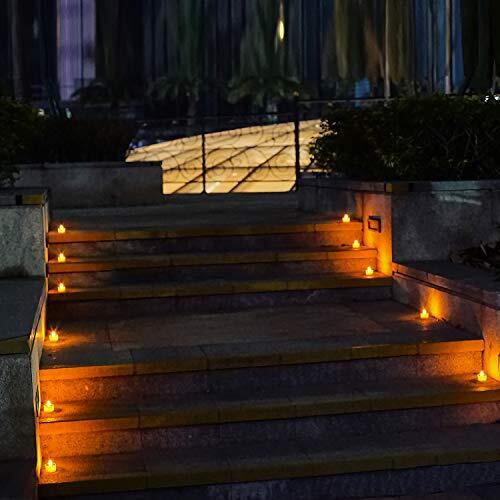 Solar Lantern Tea Lights Candles, Flameless Rechargeable Amber
