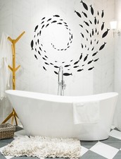 Fish Flock Large Wall Decal Ocean Life Removable Decal Art Fishing Sea AA025