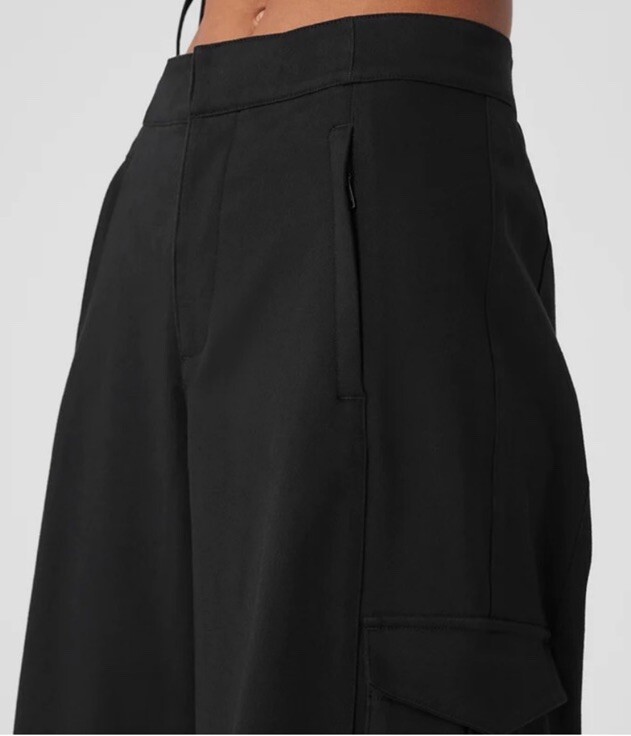 ALO YOGA Womens Wide Leg Cargo Show Off Trouser Pants Black