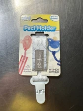 Pbnj Baby Paci Holder 0+ Months Fits All Pacifiers Love White Gray New In Pack 