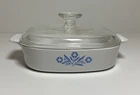Vintage CorningWare Blue Cornflower A-8-B Casserole Dish w/ Pyrex A9C Lid