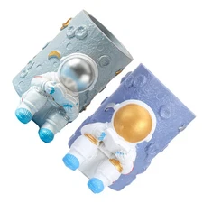  2pcs Astronaut Pencil Cup: Decorative Resin Pen Holder - Space Desk Organizer -