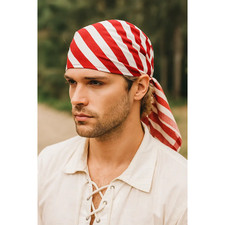 Pirate Medieval Renaissance Halloween Triangle Bandana Red White