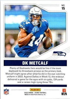 2025 Score - Throwbacks DK Metcalf #15 - Seattle Seahawks | eBay