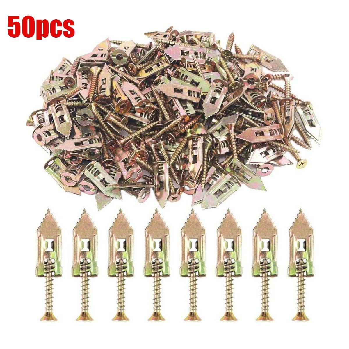 50PCS Self-Drilling Anchors with Screws Set Drywall Anchor Expansion Dowels