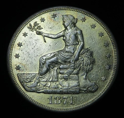 1874-S Trade Dollar * DAMAGED * Polished; Gold Plated Coloring * 5573