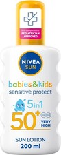 NIVEA SUN Kids Sunscreen Lotion - SPF 50+ Sensitive Skin 5-in-1 Sun Cream Spray