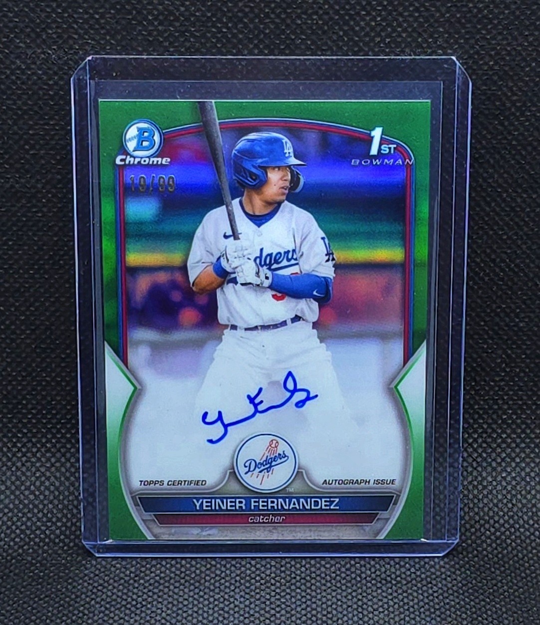 2023 Bowman YEINER FERNANDEZ Auto Green Refractor /99 1st Chrome #CPA-YF
