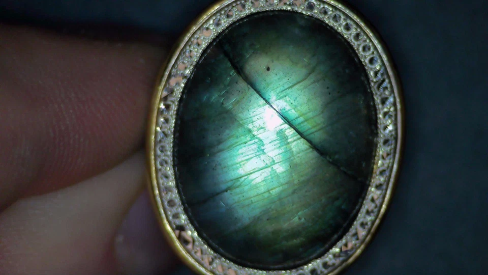 Anillo de oro de 14k de labrodorita con piedras preciosas naturales de 13 quilates talla 6 Foto 2 de 4