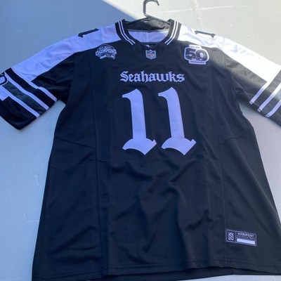 11 Jaxon Smith-Njigba Blue Stitched Jersey Black Sz.Large NFC
