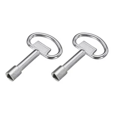 2Pcs 0.37" Hole Triangle Socket Spanner Key 3.03" l Utility Keys Silver