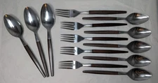 Ekco Eterna Canoe Muffin Forged Stainless Japan Flatware Lot 13 Pcs Spoons Forks