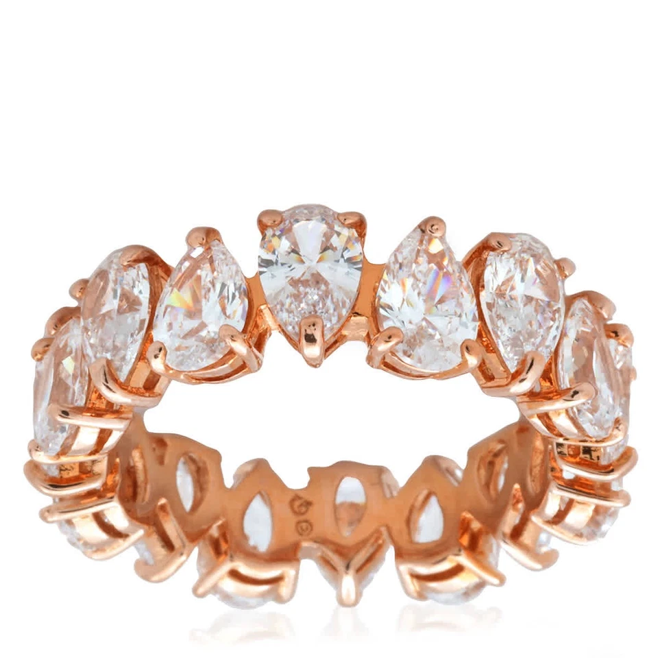 Anillo Swarovski Vittore Corte Pera Cristales, Blanco, Rosa, Tono Dorado Chapado, Talla 55 Foto 3 de 3