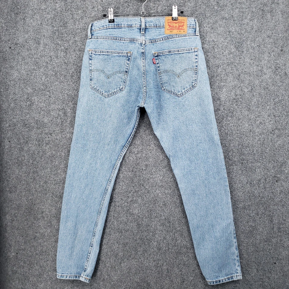 Levis 512 Jeans Mens 33x30 Blue Slim Fit Tapered Stretch Light Wash Denim Casual - Image 2 of 4