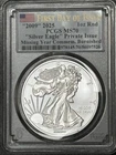 2009 2025 1oz Silver Eagle Missing Year Burnished PCGS MS70 First Day of Issue