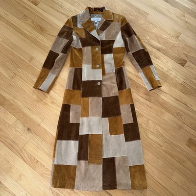 Vtg Wilson s Leather Maxima Suede Patchwork Y2K Boho Retro Long Jacket Coat Sz S