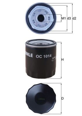 Mahle OC 1014 oil filter for Ford, Volvo, Volvo (Changanese)