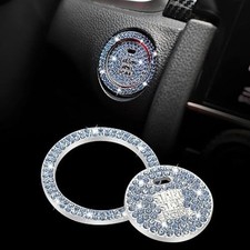 Bling Car Engine Start Button Cover Diamond Crystal Push Start Ring Color: Mix