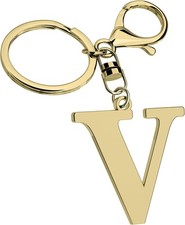 Stainless Steel Gold Letter A-Z Keychain for Women Men, Initial Gold-v