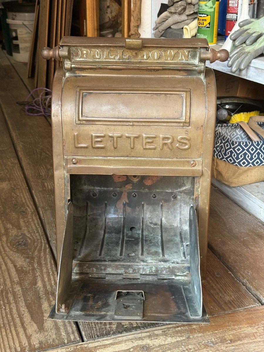 Vintage 1922 USPS US MAILBOX Letter Dropoff Post Office All Brass