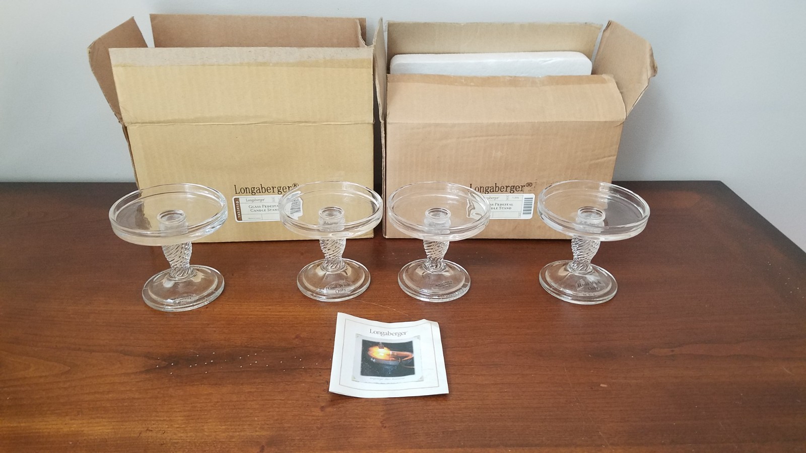 Longaberger Glass Pedestal Candle Stand Set of 4 71338