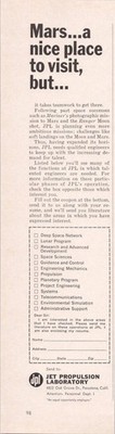 JPL Jet Propulsion Lab Vintage Magazine Ad Space Exploration 1966 Recruitment