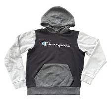 Champion Black and White Hoodie with Gray Accents