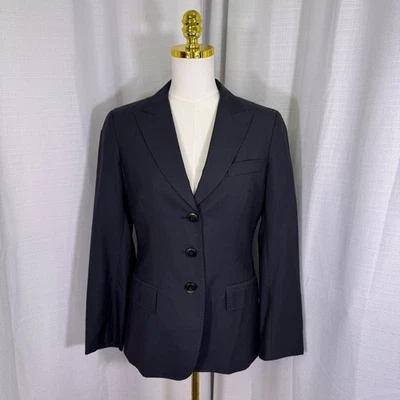 Max Mara Blazer Women 8 Charcoal Grey Virgin Wool Silk Made in Italy Tailored