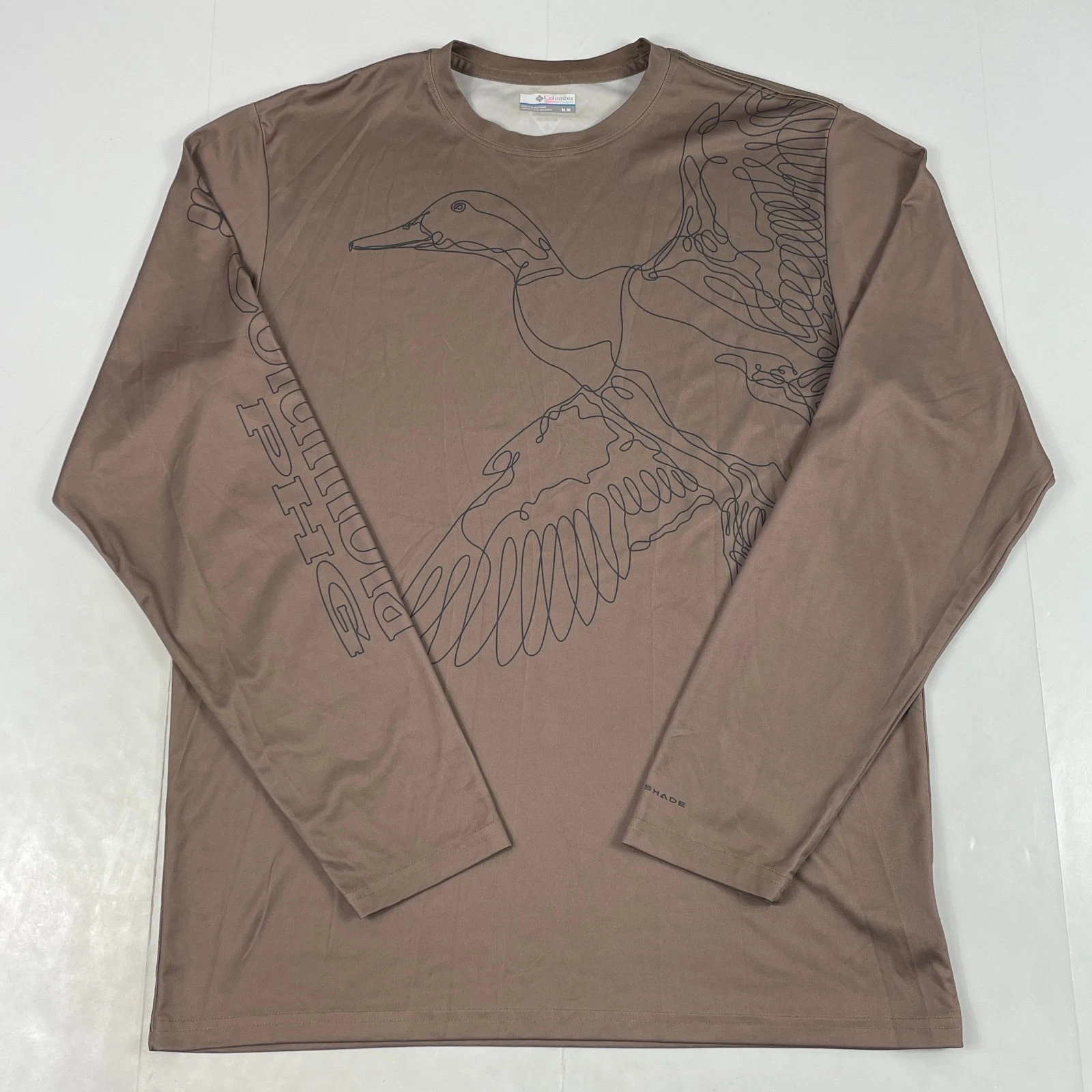 Columbia Shirt Mens Medium Brown PHG Duck Hunting Long Sleeve Jersey Fishing Gym