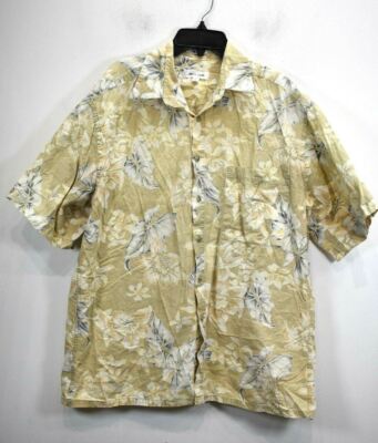 Pierre Cardin Mens Multicolor Short Sleeve Button Down Floral Hawaiian Shirt L