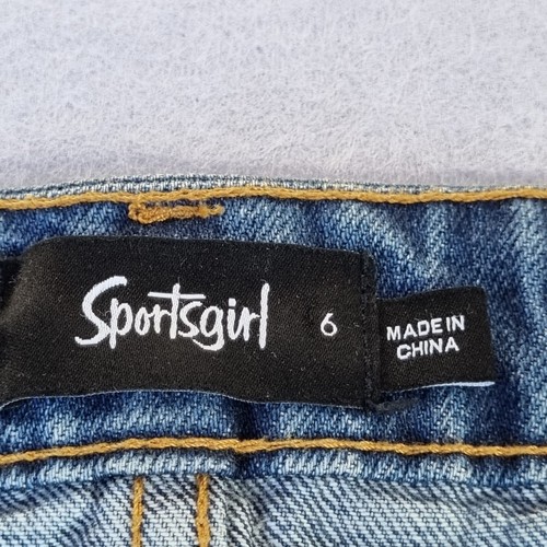 SPORTSGIRL Denim Skirt Sz 6 Mid Blue Frayed Hem Grunge Hippie Boho MID RISE - Picture 9 of 13