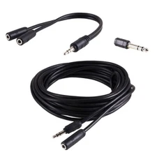 UAX 18ft Headphone Extension Kit - 3.5mm Cable - 1/4" Adapter - Splitter