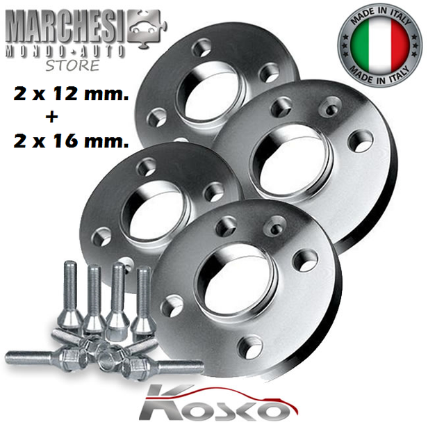 Set 4 Spacers Wheels 12 16 Mm FIAT 500 Abarth 595 From 2008 in Then With Bolts for sale online