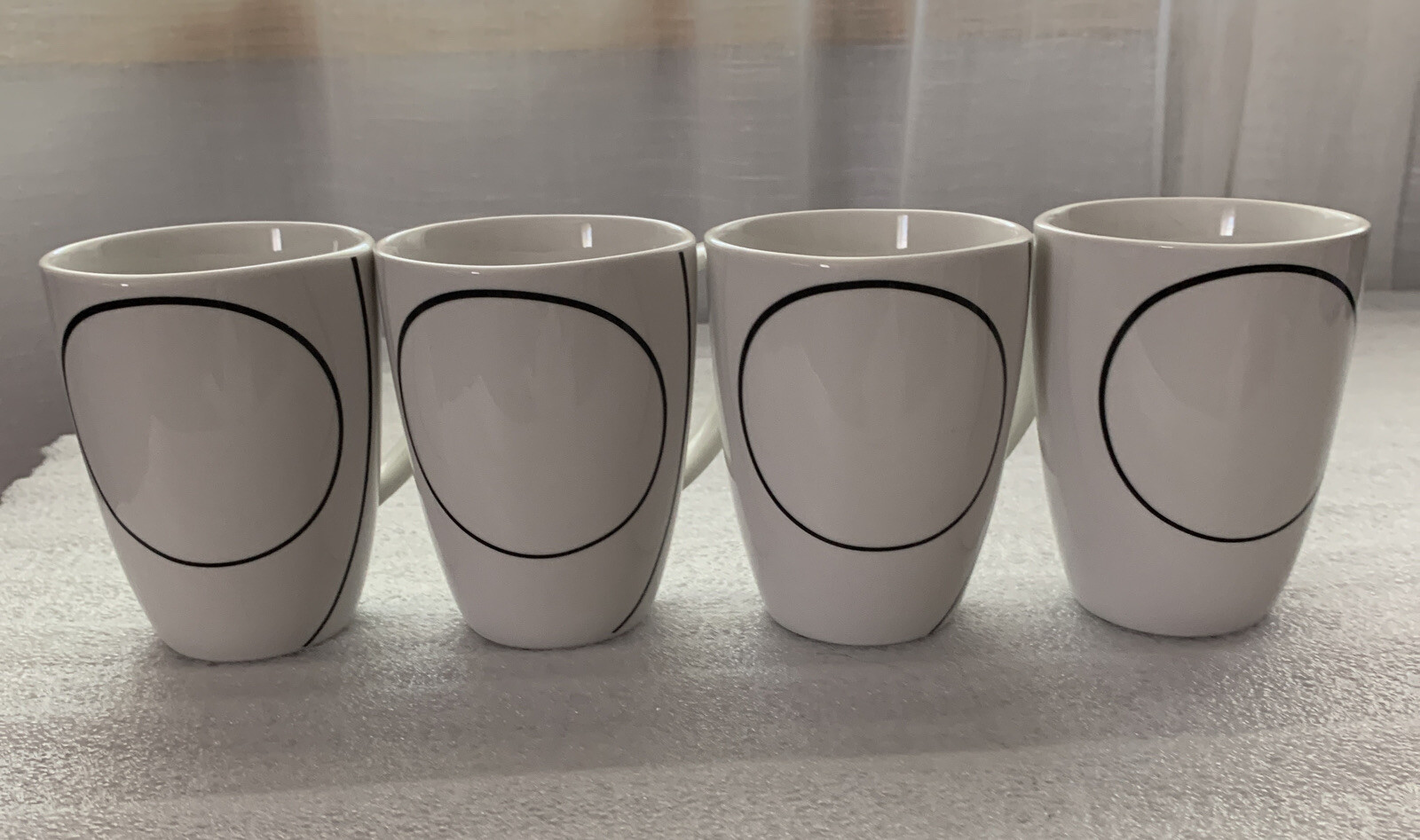 Corelle Coordinates Squared SIMPLE LINES Porcelain Cups/Mugs Set Of 4