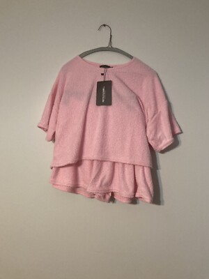 Pretty Little Thing Baby Pink Terry Towelling PJ SET Size 12