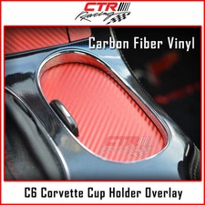 C6 Corvette Cup Holder Drink Cover Overlay Decal Red Carbon Fiber 2005-2013