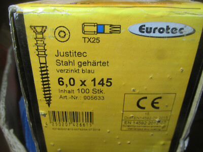 Justierschrauben 6x145mm  100Stück / gehärtet verzinkt blau  / AKTION KReg