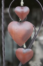 Rustic Metal Heart Wall Hanging Ornaments Handmade Decorative Collectibles 3 Pcs