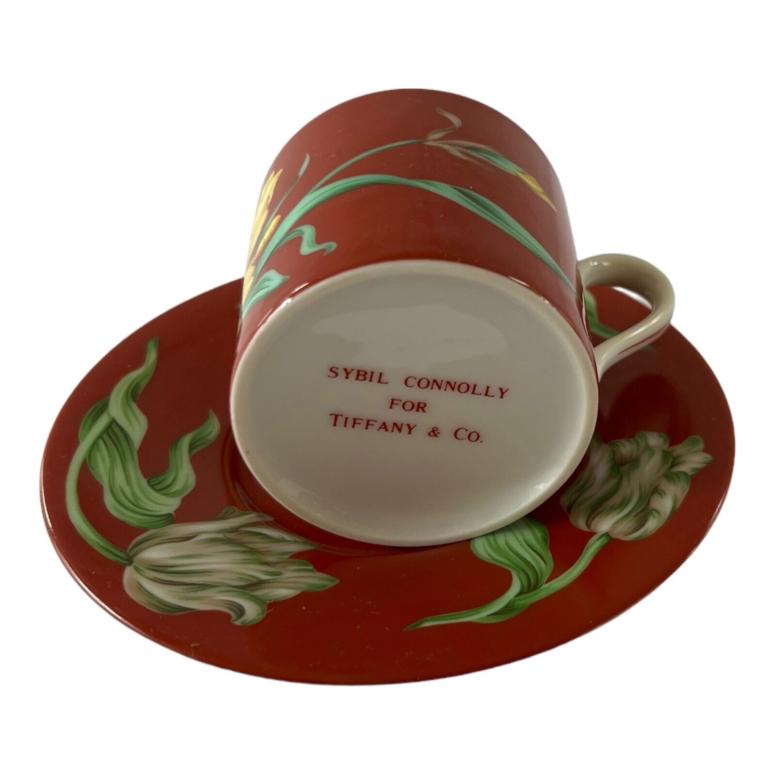 TIFFANY & Co. Vintage Cup & Saucer SYBIL CONNOLLY Red Flower 